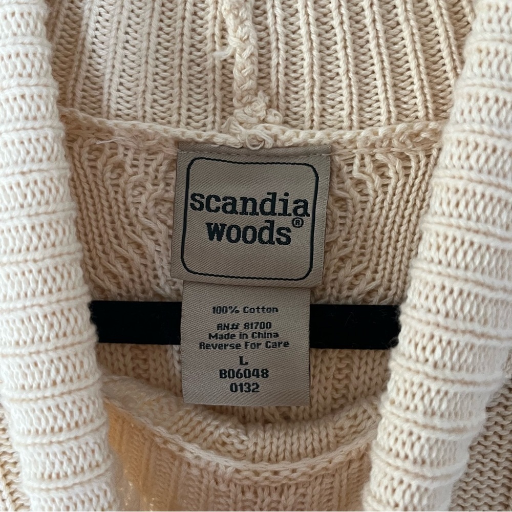 Vintage Cable Knit Fisherman Turtleneck Sweater Scandi Gilmore Size Small Cotton - Picture 7 of 10